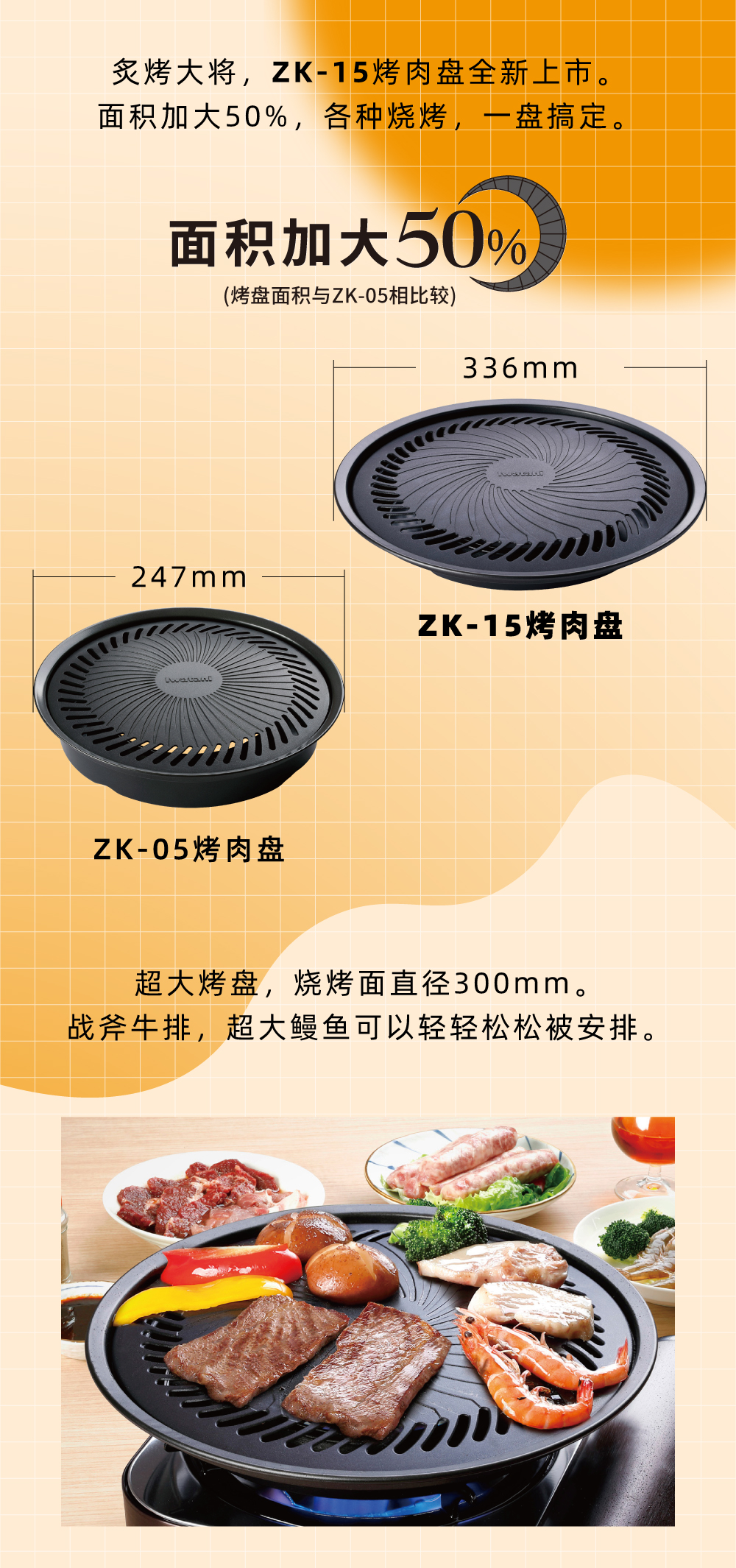 炙烤大將，zk-15全新上市。面積加大50%，各種燒烤，一盤搞定。